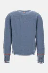 Thom Browne Crew Neck Cardigan In Wool In Blue