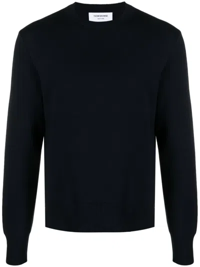 Thom Browne Crew-neck Cotton Jumper In Blue