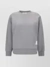 Thom Browne Crew Neck Cotton Sweatshirt With Stripe Detail In Gray