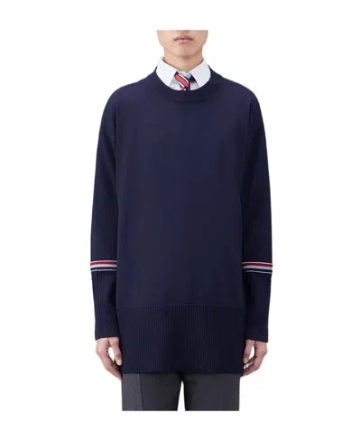 Thom Browne Crew Neck Fine-knit Jumper In Black