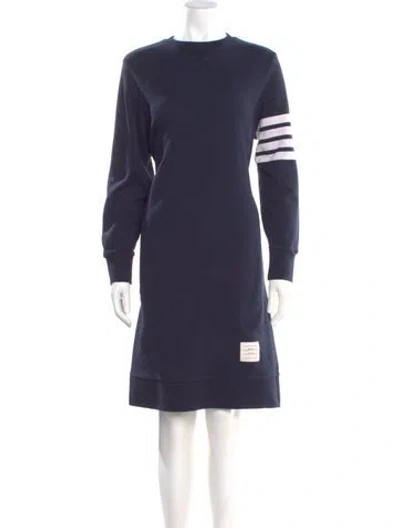 Pre-owned Thom Browne Crew Neck Knee-length Dress In Blue