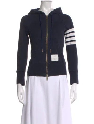 Pre-owned Thom Browne Crew Neck Long Sleeve Hoodie In Blue