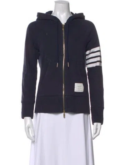 Pre-owned Thom Browne Crew Neck Long Sleeve Hoodie In Blue