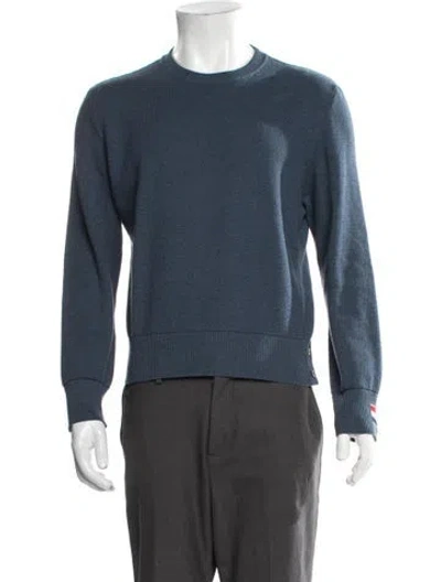 Pre-owned Thom Browne Crew Neck Long Sleeve Pullover In Blue