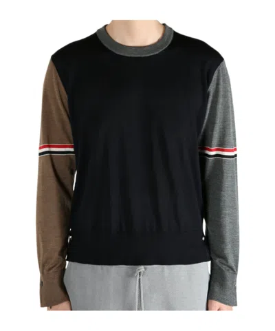 THOM BROWNE PANELLED WOOL SWEATER