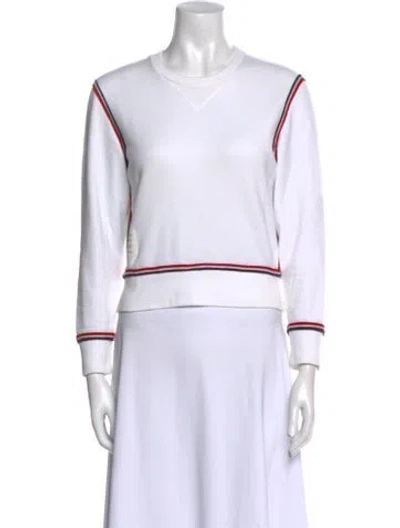 Pre-owned Thom Browne Crew Neck Long Sleeve Sweatshirt In White