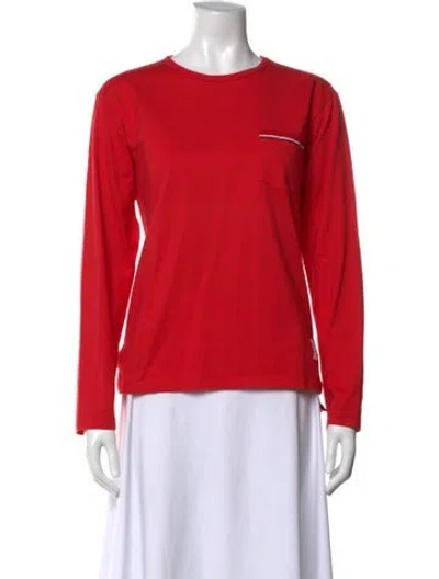 Pre-owned Thom Browne Crew Neck Long Sleeve T-shirt In Red