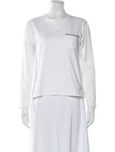 Pre-owned Thom Browne Crew Neck Long Sleeve T-shirt In White
