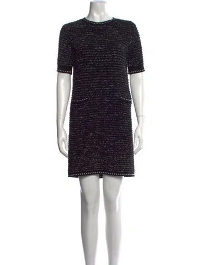 Pre-owned Thom Browne Crew Neck Mini Dress In Black