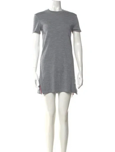 Pre-owned Thom Browne Crew Neck Mini Dress In Gray