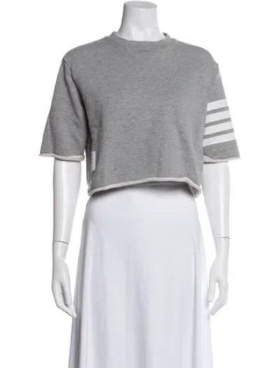 Pre-owned Thom Browne Crew Neck Short Sleeve Crop Top In Grey