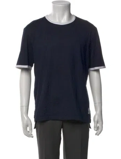 Pre-owned Thom Browne Crew Neck Short Sleeve T-shirt In Blue