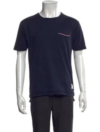 Pre-owned Thom Browne Crew Neck Short Sleeve T-shirt In Blue