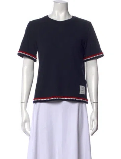 Pre-owned Thom Browne Crew Neck Short Sleeve T-shirt In Blue