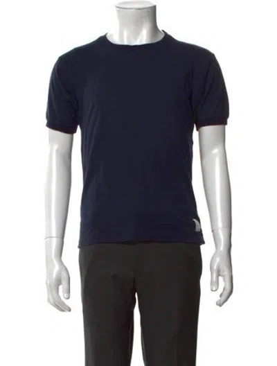 Pre-owned Thom Browne Crew Neck Short Sleeve T-shirt In Blue