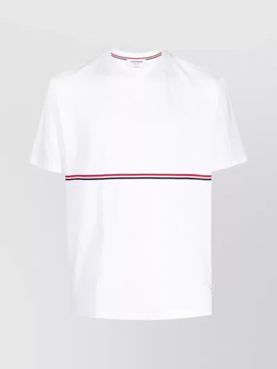 Thom Browne Crew Neck Stripe Detail T-shirt In White