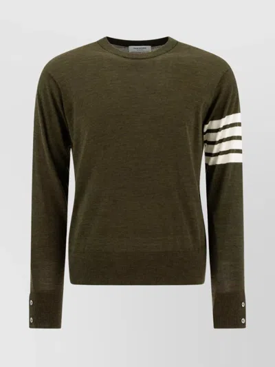 Thom Browne Crew Neck Striped Arm Detail Sweater In Animal Print