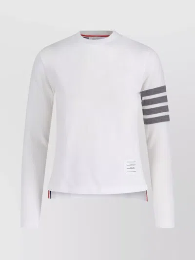 Thom Browne Crew Neck Striped Sleeve Long Sleeves In White