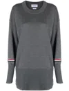 Thom Browne Wool Crew Neck Jumper In Grey