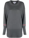 Thom Browne Wool Crew Neck Jumper In Grey