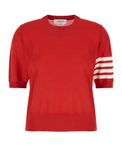 Thom Browne Crew Neck Sweater In Red