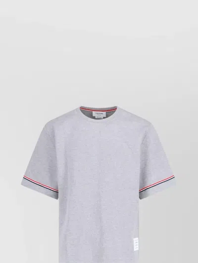 THOM BROWNE CREW NECK T-SHIRT CONTRAST TRIM