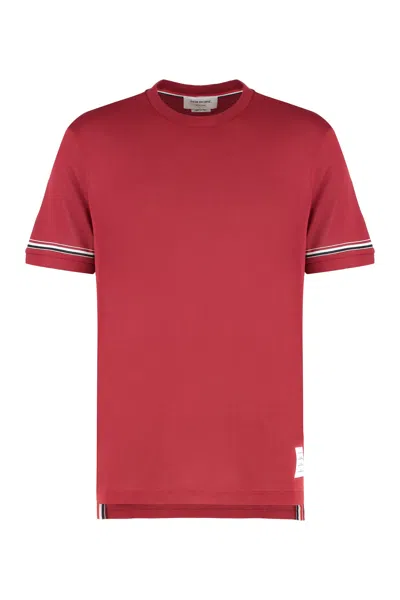 Thom Browne Crew Neck T-shirt In Cotton In Red