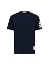 Thom Browne Crew Neck T-shirt With Distinctive 4-bar Logo In Blue