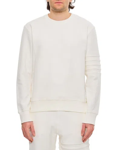 Thom Browne Crew-neck White Sweatshirt With Raised Seams