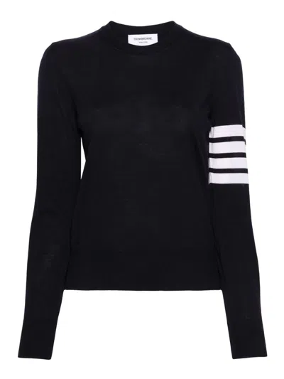 Thom Browne Blue Jersey Sweatshirt With 4bar Detail