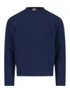 Thom Browne Crewneck Sweater With Tricolor Band In Blue