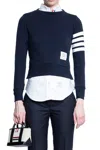 Thom Browne Blue Jersey Sweatshirt With 4bar Detail In Blue