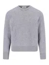 Thom Browne Crewneck Sweater With Tricolor Band In Grey