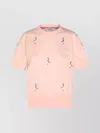 Thom Browne Embroidered Geese Short Sleeve Sweatshirt In Pink