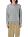 Thom Browne Center-back Stripe Jersey Pullover In Gray