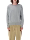 Thom Browne Center-back Stripe Jersey Pullover In Lt Grey