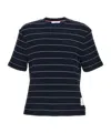 Thom Browne Dark Blue Striped T-shirt In Black