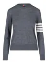 Thom Browne 4-bar Stripe Wool Sweater In Grey