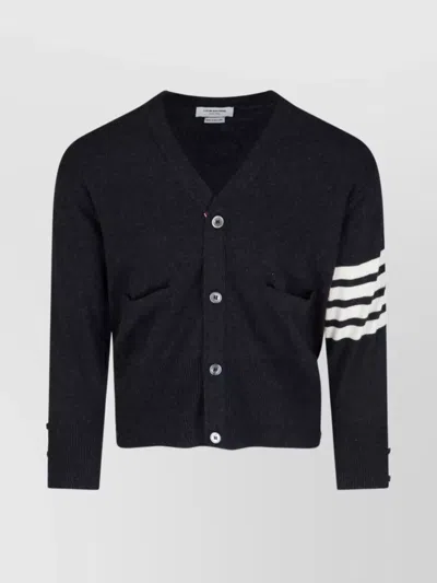 THOM BROWNE CREWNECK SWEATER WITH STRIPED SLEEVE DETAIL