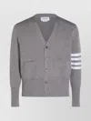 Thom Browne Crewneck Sweater With Striped Sleeve Detail In Gray