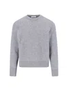 Thom Browne Crewneck Sweater With Tricolor Band In Gray