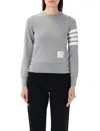 Thom Browne 4-bar Crewneck Sweatshirt In Light Grey