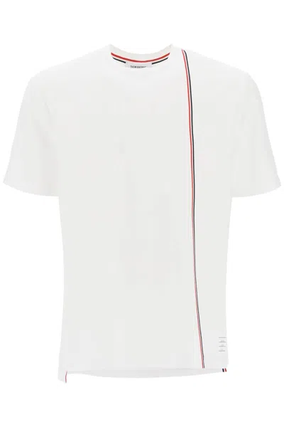 Thom Browne Crewneck T-shirt With Tricolor Intarsia In White