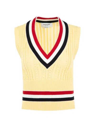 Thom Browne Cricket Rwb-stripe Vest In Yellow