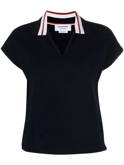 Thom Browne Cricket Stripe Polo Shirt In Blue