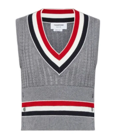 Thom Browne Cricket Stripe Vest In Gray
