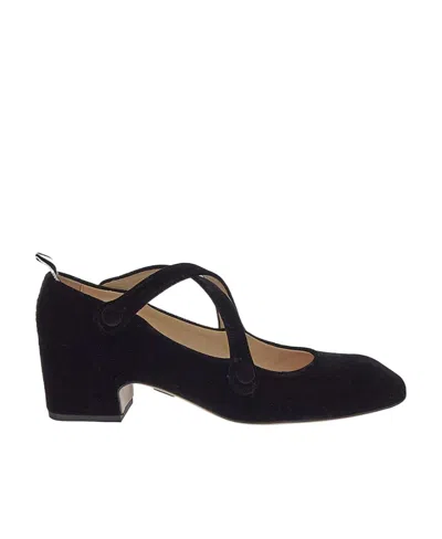 THOM BROWNE THOM BROWNE CRISS CROSS STRAPS VELVET PUMPS