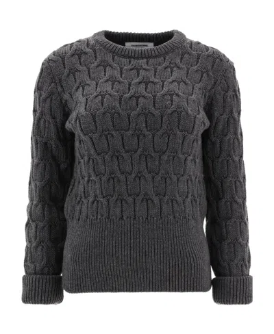 Thom Browne Crisscross Cable-knit Jumper In Black