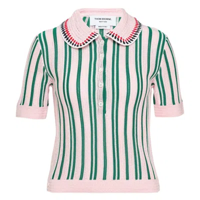 Thom Browne Crochet Stitch Variegated Stripe Top In Multi