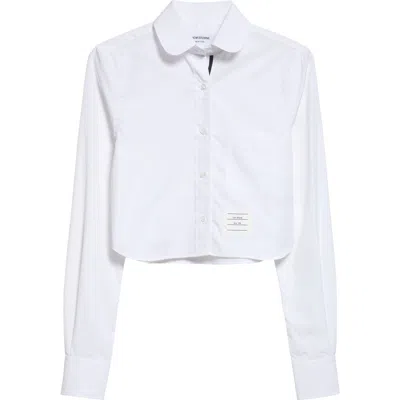 Thom Browne Crop Cotton Button-up Shirt In White
